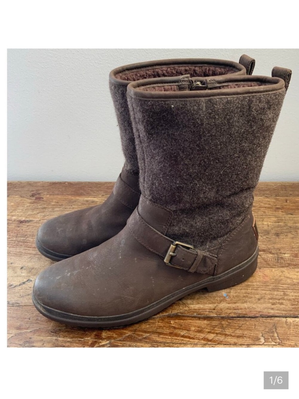 UGG Women's Chocolate Brown Mid-Calf Winter Boots with Buckle Accent